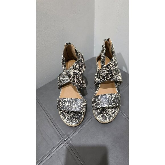 PATRICIA NASH Wedge sandals womens SIZE 6M BLACK TAN cruise Resort floral y2k - Picture 1 of 9